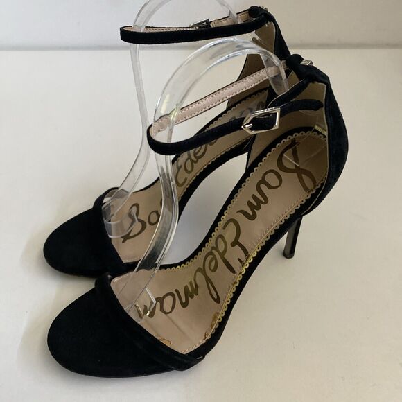 Sam Edelman Ariella Sandal Black Suede Open Toe Ankle Strap Slim Heel 10… - Picture 6 of 9